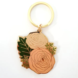 Ranunculus Enamel Keyring