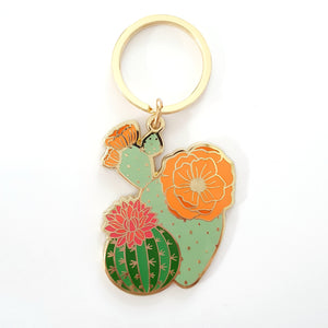 Blooming Cacti Enamel Keyring