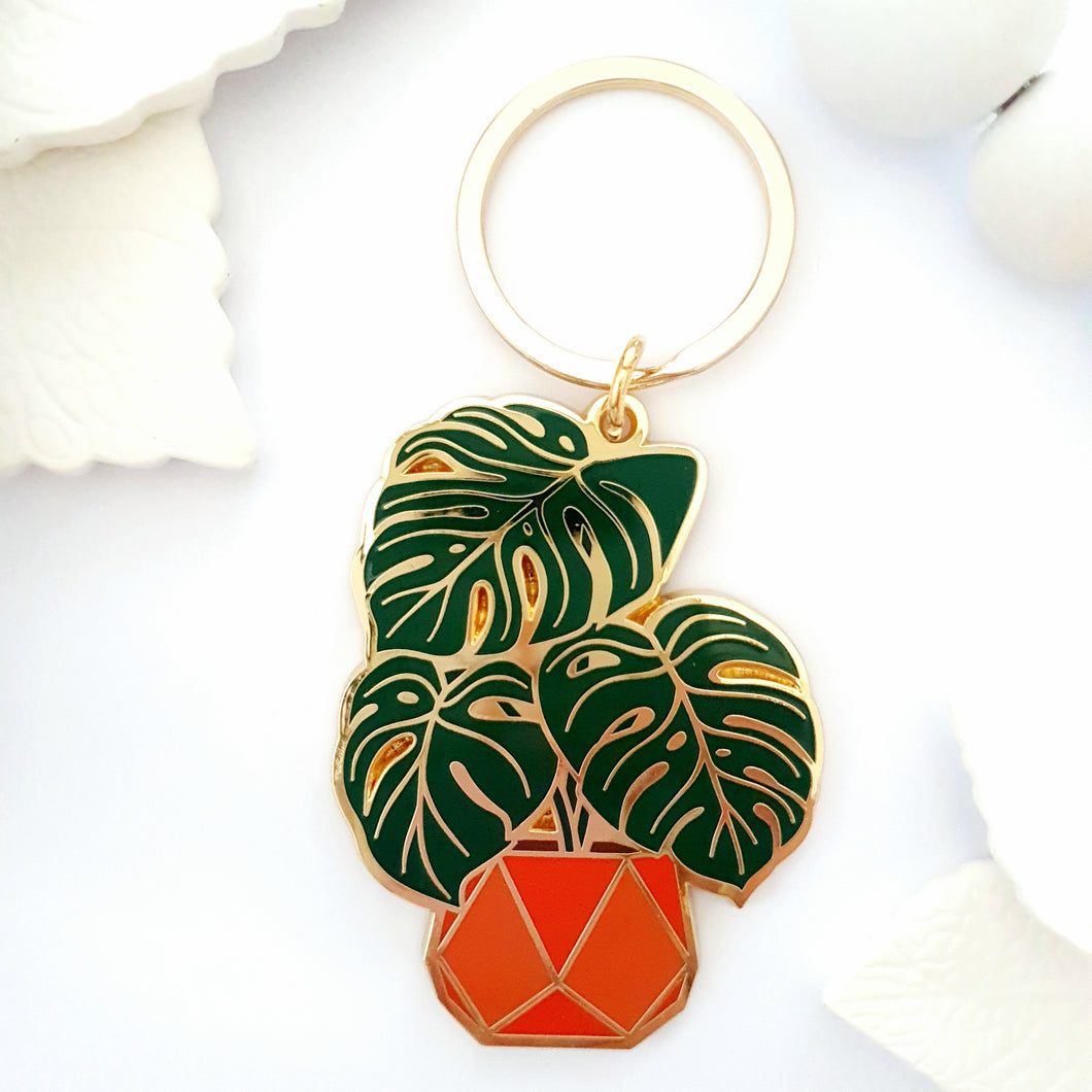 Monstera Deliciosa Enamel Keyring