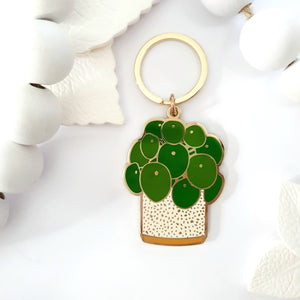 Pilea Peperomioides Enamel Keyring