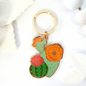 Blooming Cacti Enamel Keyring