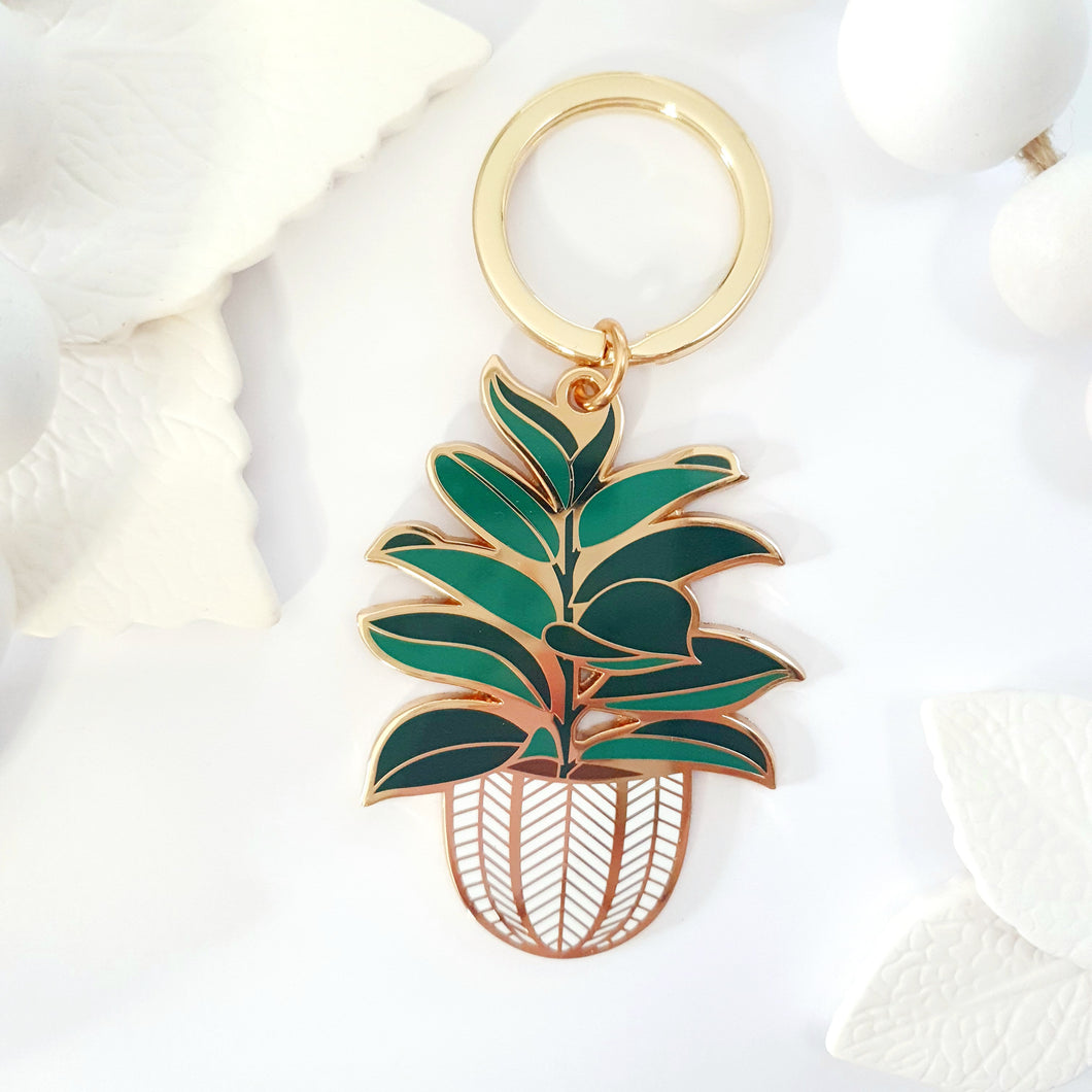 Rubber Tree Enamel Keyring