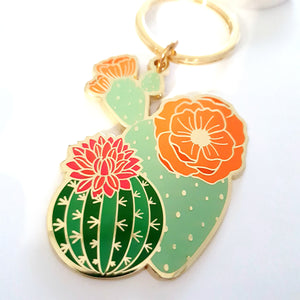 Blooming Cacti Enamel Keyring